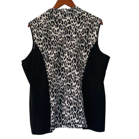 Chico's Weekend Lightweight Cotton Blend Animal Print Black White Zip Up Vest L - Picture 5 of 14